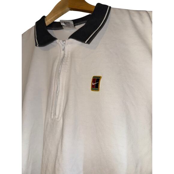 Vintage 90s Nike Challenge Court Quart Zip Long Sleeve Polo Shirt Y2K M ~Flaws~ - Picture 2 of 14